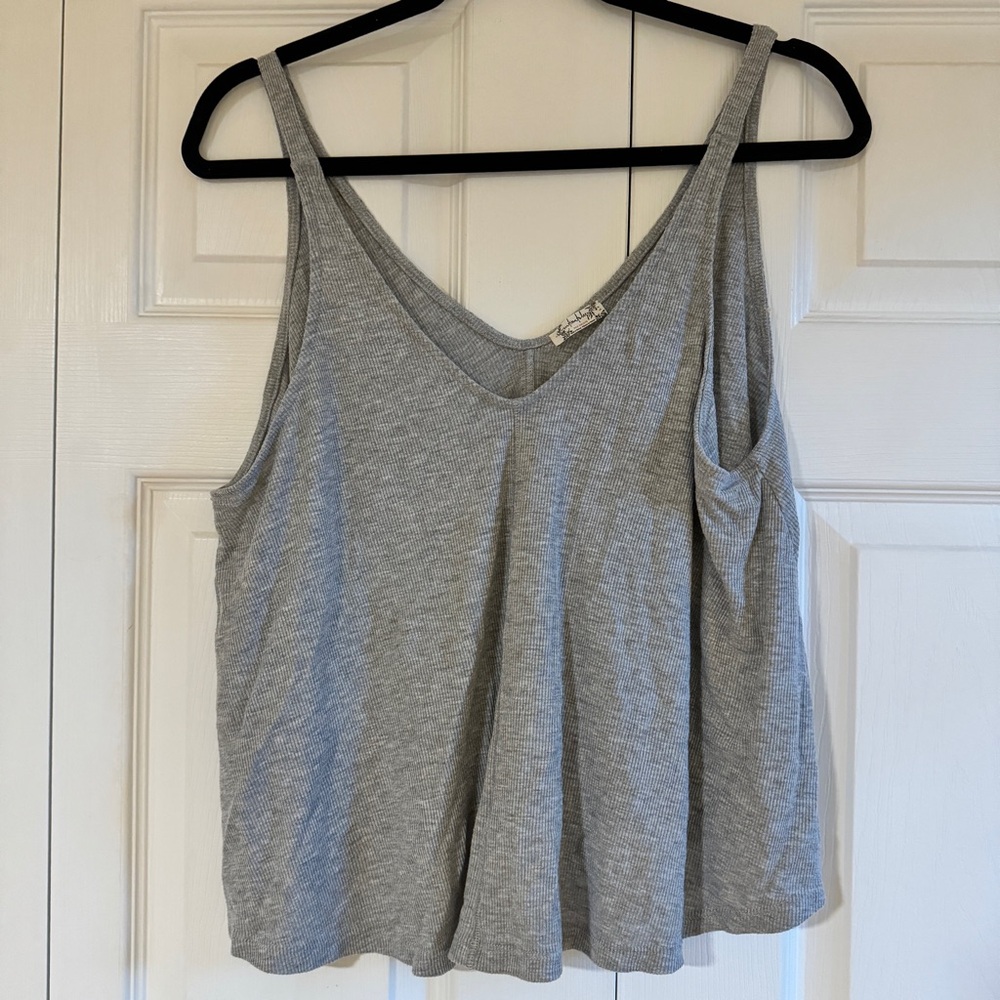 Free People Gray Sleeveless Crop Tank Top